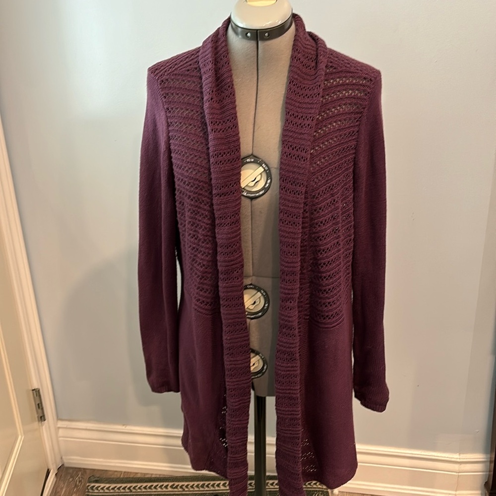 Denver Hayes purple cardigan sweater knit sz large